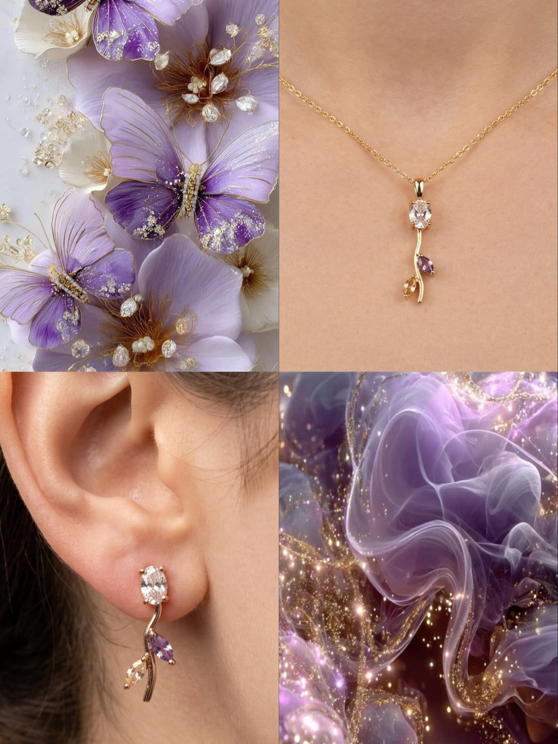 Tulip Bloom Necklace + Earrings Set 🌷