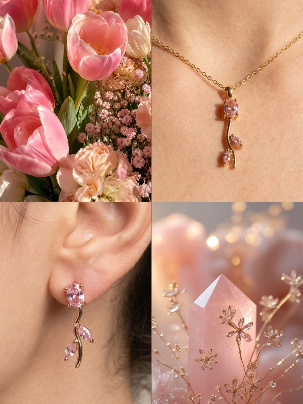 Tulip Bloom Necklace + Earrings Set 🌷