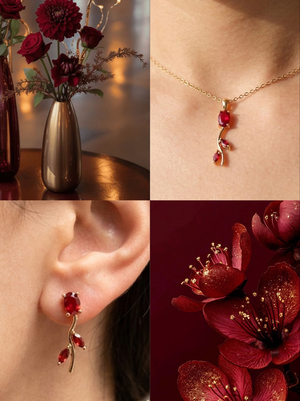Tulip Bloom Necklace + Earrings Set 🌷